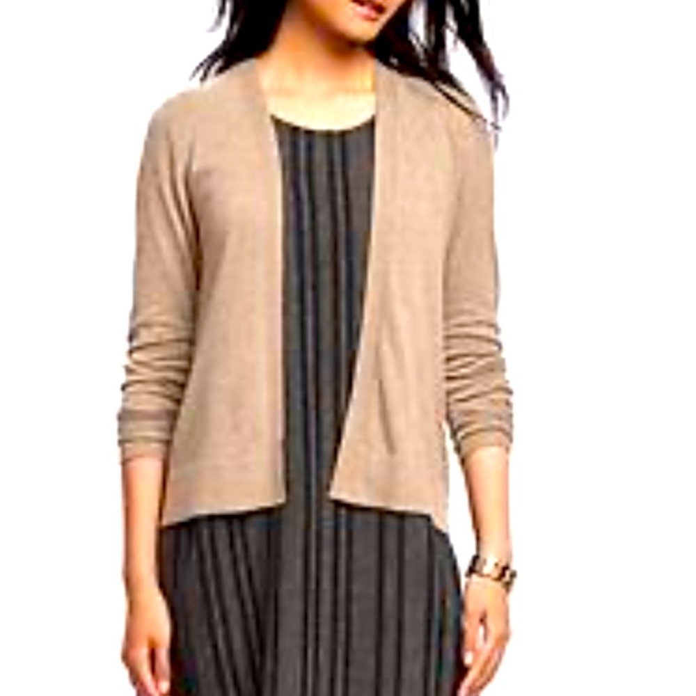 Eileen Fisher 💯 Linen Draped Knit Light Brown Cárdigan Size S